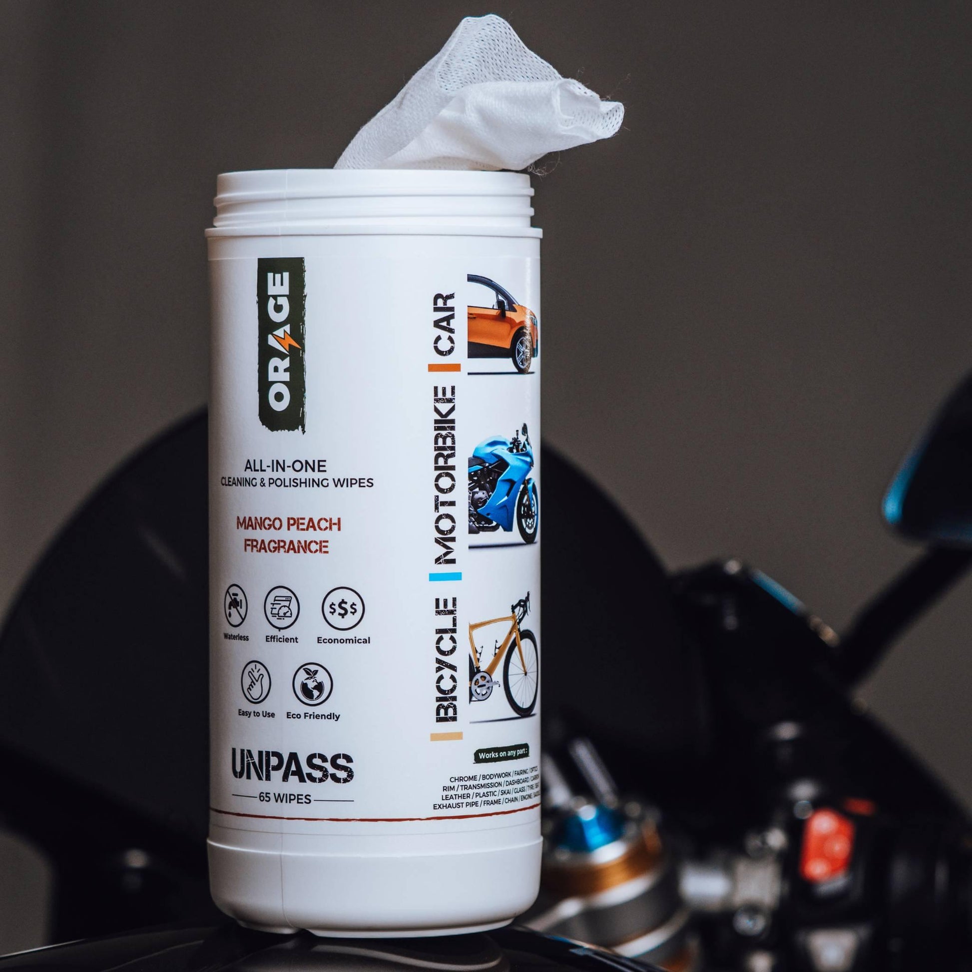 Orage Wipes with microfiber for Bikes, Motorcycles & Cars - UNPAS